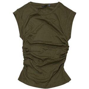 ASOS Olive Green Ruched Waist Sleeveless Top - Size S